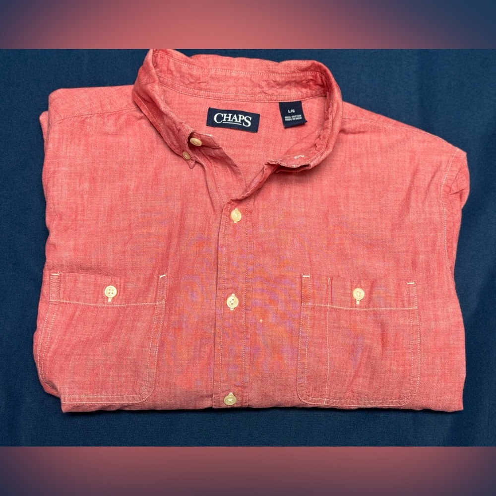 Chaps Pale Red Chambray Shirt